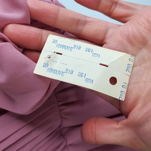 NWT 70s Bernadette Design Old Rose Mauve Pink Faux Wrap Long Prairie Gown Formal - Picture 9 of 11